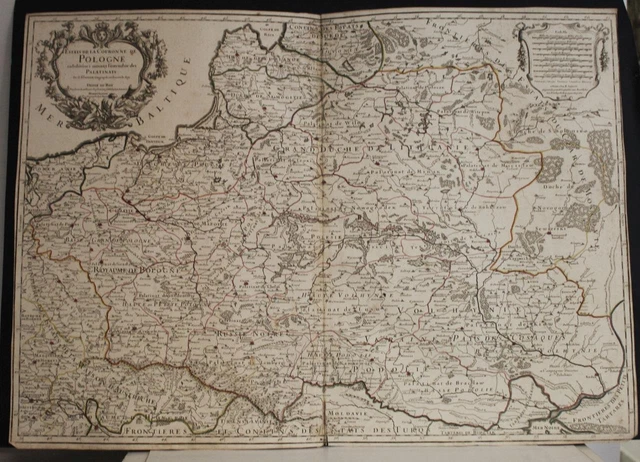Poland Lithuania Russia 1708 Jaillot Large Antique Original Copper Engraved Map