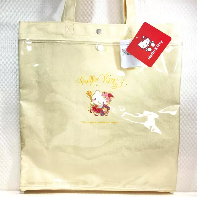 Sanrio Hello Kitty Canvas with clear pocket Tote Bag School Bag Kawaii Cute