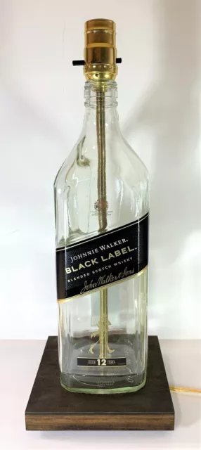 Johnnie Walker Black Label Large 1.75L Liquor Bottle TABLE LAMP Light Wood Base