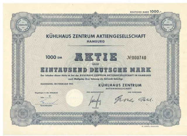 Kühlhaus Zentrum AG 1000DM Hamburg  1951