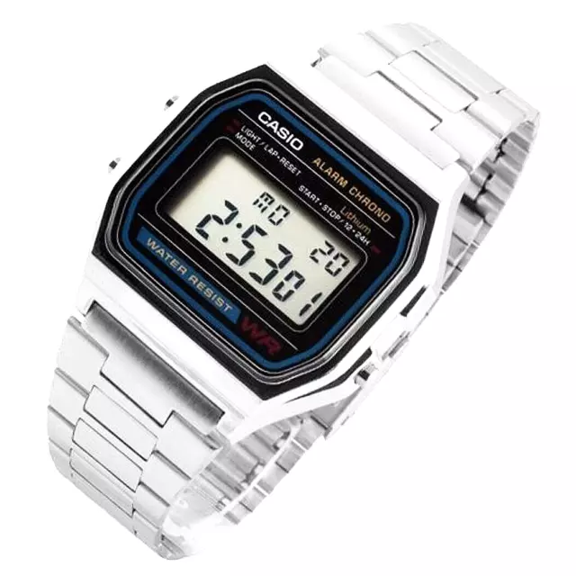 orologio digitale casio vintage uomo da donna acciaio sveglia quarzo a158wa -1df