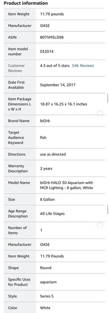 biOrb Halo 30L White Aquarium Fish Tank Color Change LED Decor & MANY Extras! 22