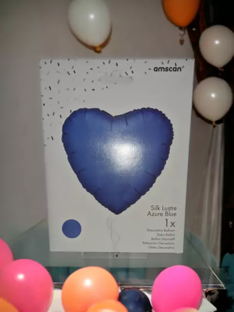 Amscan Folienballon Herzform 43cm Azur Blau
