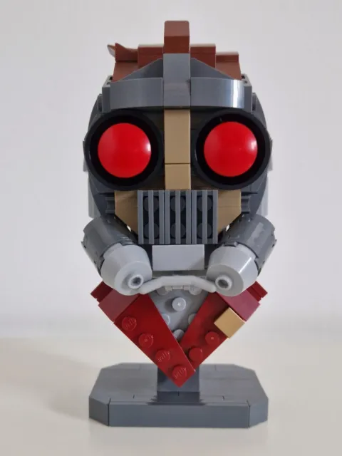 Custom Lego Star-Lord Helmet Bust Moc With Stand | Guardians Of The Galaxy