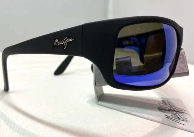 Maui Jim Peahi Mj 202-2M Matte Black W/ Blue Hawaii Polarized Sunglasses New 8