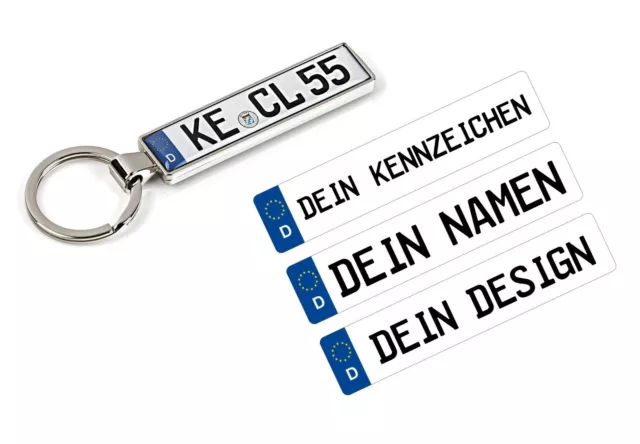 ★ 3D Druck KFZ Kennzeichen Schlüsselanhänger Mini Nummernschild Individuell  Auto