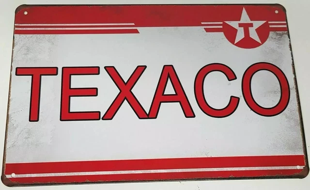 GARAGE MAN CAVE Sign Plaque Texaco Tin Retro Vintage 30x20cm Red White ...