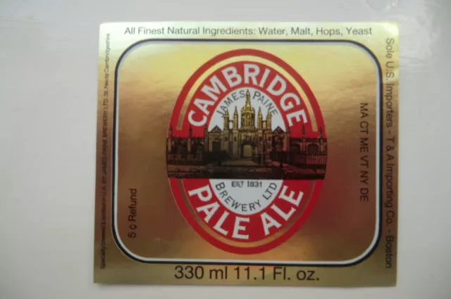 Mint Paine St Neots Cambridge Pale Ale Brewery Beer Bottle Label