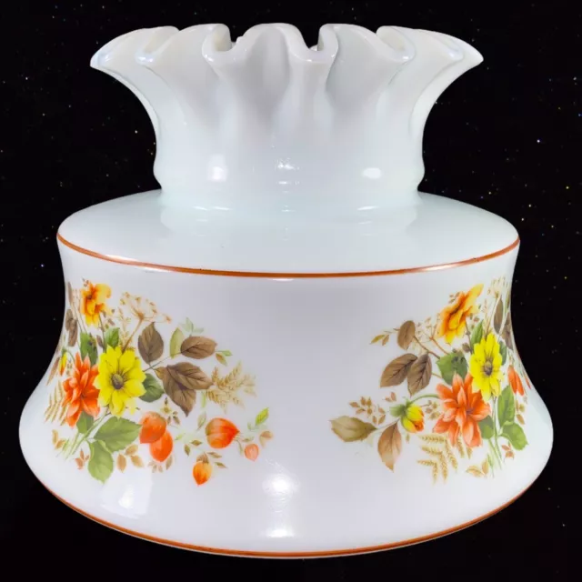 Vintage Quoizel Abigail Adams Lamp Shade Ruffled Top Milk Glass 8”T 7”W Flower