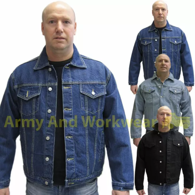 Denim Jacket Tough Heavy Duty Classic Western Style Mens Casual Look New Vintage
