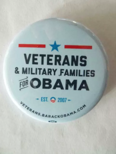 Raro Ufficiale Veterani & Militare Famiglie Per Obama Pinback Bottone 2.25