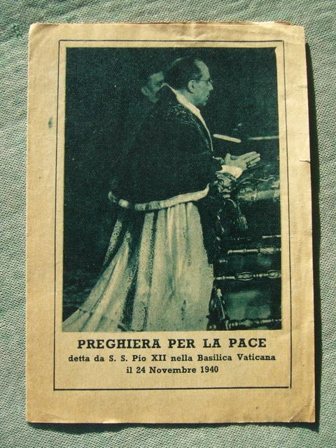 Santino Originale Militare 1940 Preghiera Per La Pace Papa Pio Xii Militaria