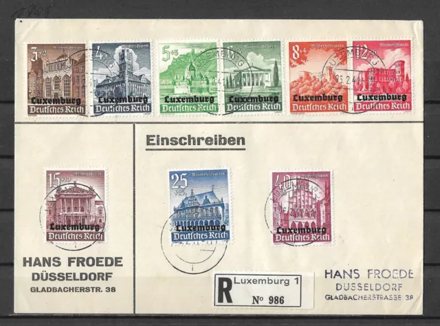 Dt.Besetzung "Luxemburg 1941 - Mi.Nr 33-41 auf Einschreiben nach Düsseldorf"
