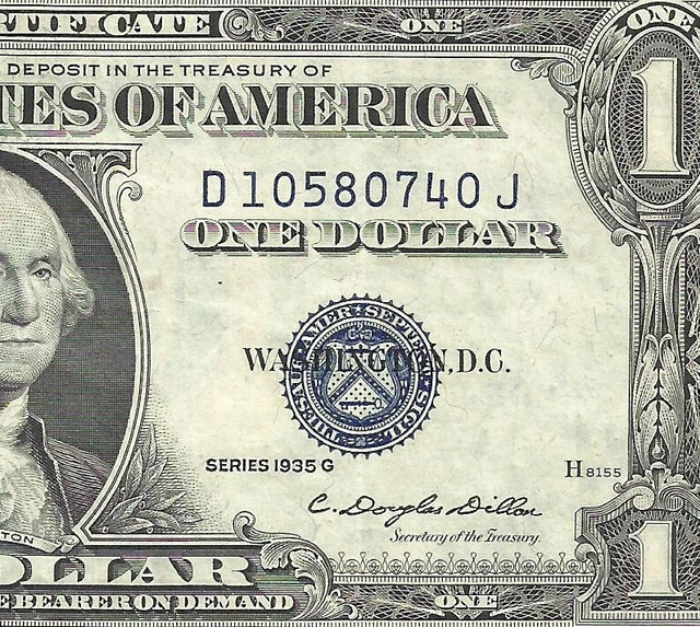 RARE 1935G $1 BLUE Seal SILVER Certificate! CHOICE VF! Old US Paper Money!