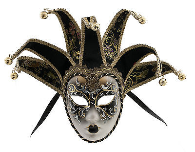 Mask from Venice Volto Jolly Black And Golden 7 Spikes for Prom Costume 917 V40