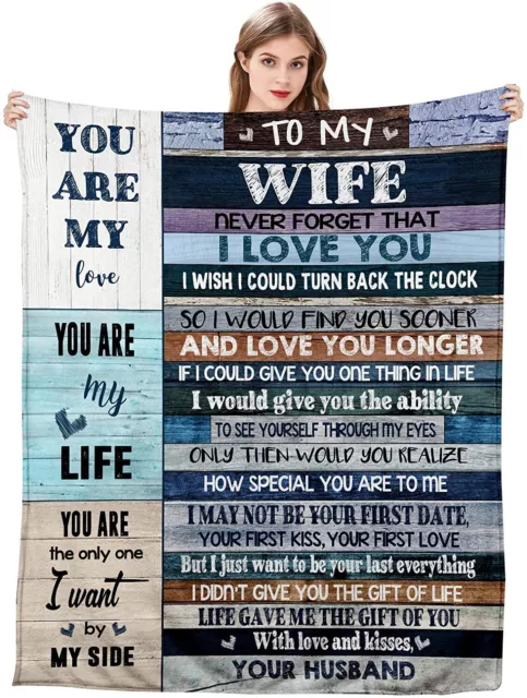 Gifts For Wife From Husband Personalized Message Blanket Soft Blanket Fluffy UK
