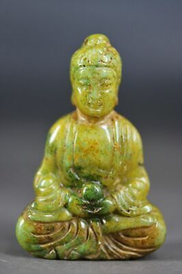 Exquisite Chinese Old Jade Hand Carved *Buddha* Pendant Z23