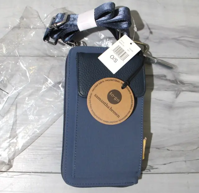 Samantha Brown Crossbody Purse To Go Belt Bag for Phone 8" x 4.5" x 1" NAVY *NEW