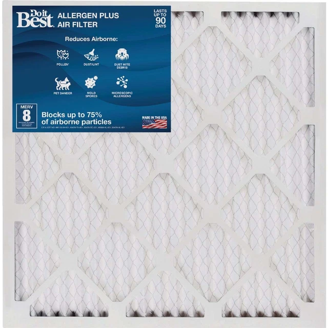 Do it Best 12 In. x 12 In. x 1 In. MERV 8 Furnace Filter Pack of 12 SIM Supply,