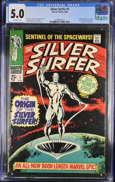 Silver Surfer #1 CGC VG/FN 5.0 Off White Origin Issue 1st Solo Title! Marvel