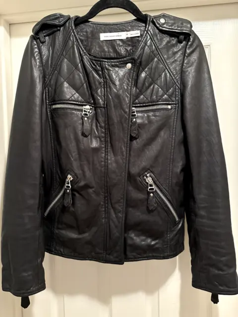 ISABEL MARANT ETOILE Quilted Lambskin Leather Biker Jacket Size 38 Moto Jacket