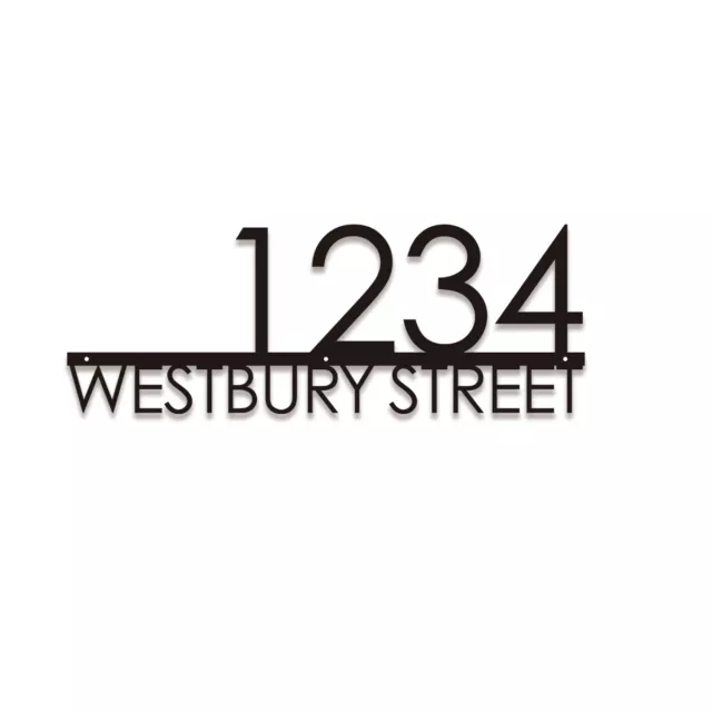 Modern House Numbers Sign Floating Metal Address Plaque