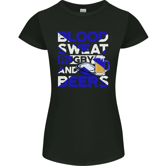 Blood Sweat Rugby and Beers Scotland Funny Womens Petite Cut T-Shirt