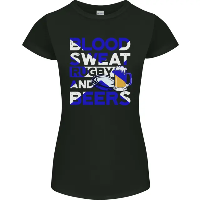 Blood Sweat Rugby and Beers Scozia T-shirt divertente da donna petite cut