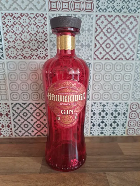Empty Hawkridge Red/Pink Glass Gin Bottle 70cl - Rare - Excellent Condition