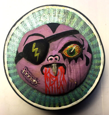 Art-Box: Small Hand Sculpted Vampire Eyepatch Ghoul Wood Monster - One of a kind