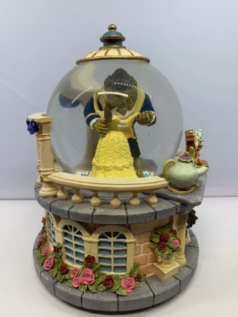 Beauty and the Beast Ballroom Rose Garden Dance Musical Snow Globe Disney WORKS