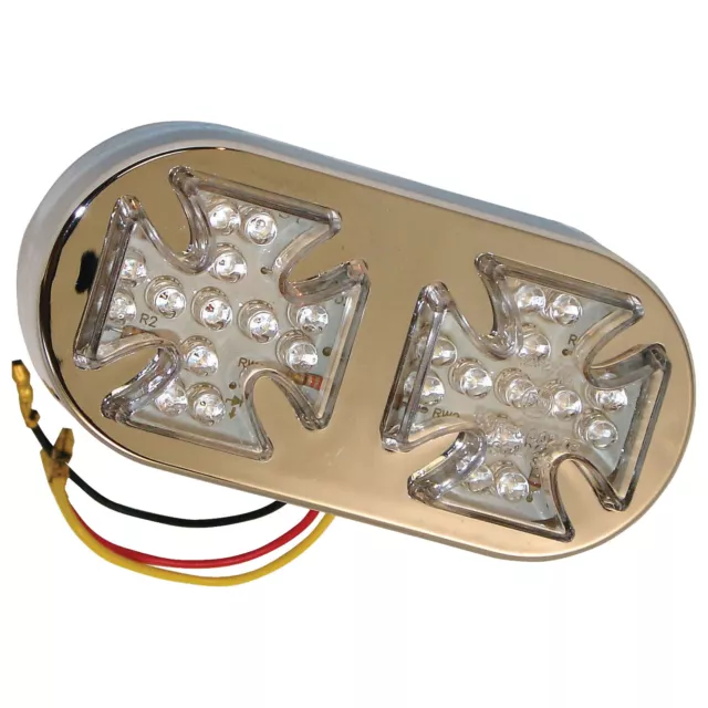 Bike It Motorrad Twin Maltese Cross LED Rückleuchte mit klarer Linse