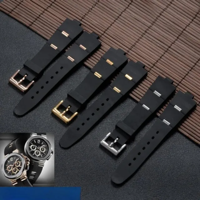 Cinturino orologio silicone compatibile per Bvlgari Bulgari 24-8mm 22-8mm nero