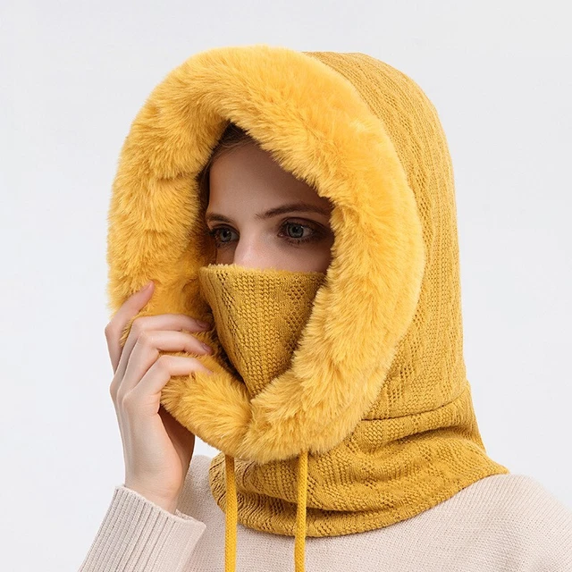 Bufanda para Mujer De Piel Mascara para Invierno Gorro De Punto Pasamontañas 12