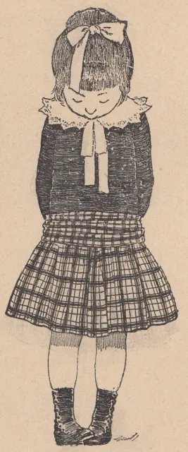 B7768 Chica Afligido, 1891 Xilógrafo Época, Vintage Engraving