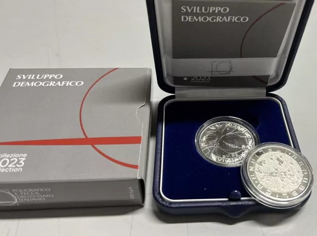 Italia 2023 - 5 Euro Argento  -Sviluppo Demografico  Fdc-Bu Officiale I.p.z.s.