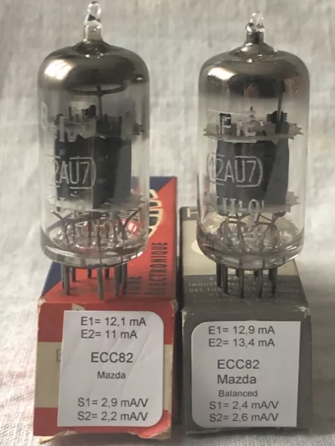 12AU7 ECC82 Mazda early Matched pair Vacuum Tube, lampe, Röhre, Valve NOS