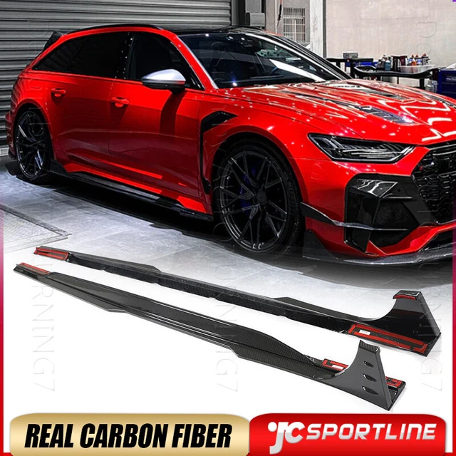 Dry Carbon Fiber Side Skirt Extension Lip Spoiler For Audi RS6 Avant Wagon 2019+
