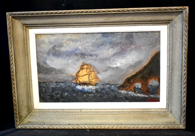 Tableau ancien marine bateau signé début XXème