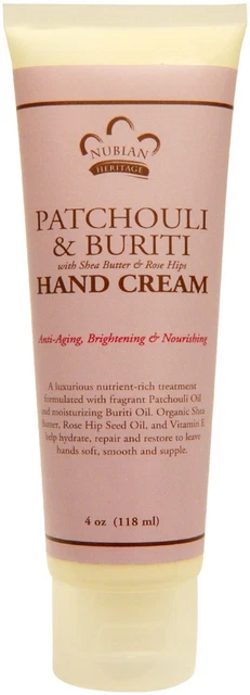 Crema de manos Pachulí y Buriti de Nubian Heritage, 4 oz
