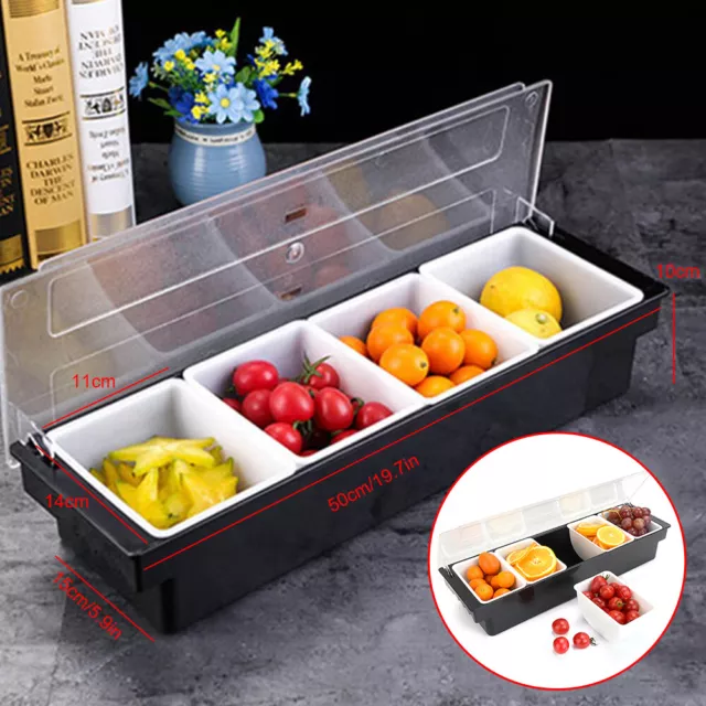 3/4/5-Compartment Condiment Dispenser Chilled Server Canddy Food Tray Salad Bar
