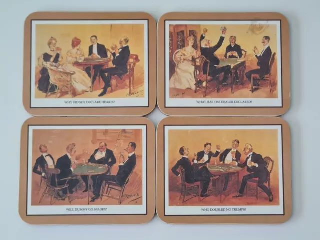 Strathmore Melamine Drink Mats, 4 Amusing pictures of Bridge players. Boxed