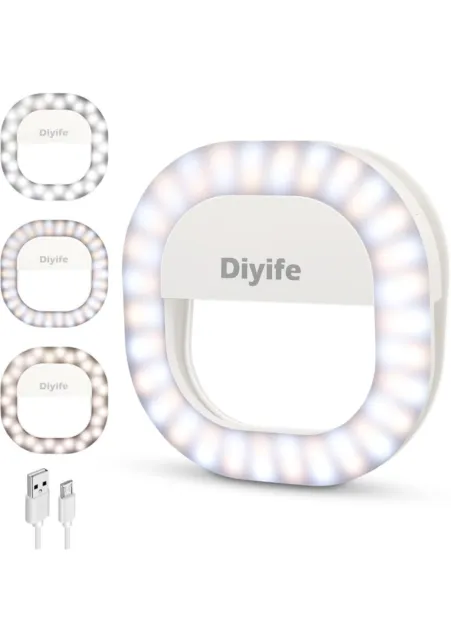 Bonvvie Recargable LED Selfie Luz con Clip Delantero/Trasero