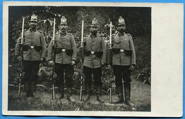 CPA PHOTO: Quatre soldats allemands en shako / Guerre 14-18