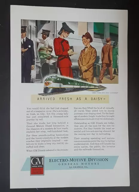 Original GM Electro-Motive Railroad Train Print Ad Mid-Century 1940s Vintage