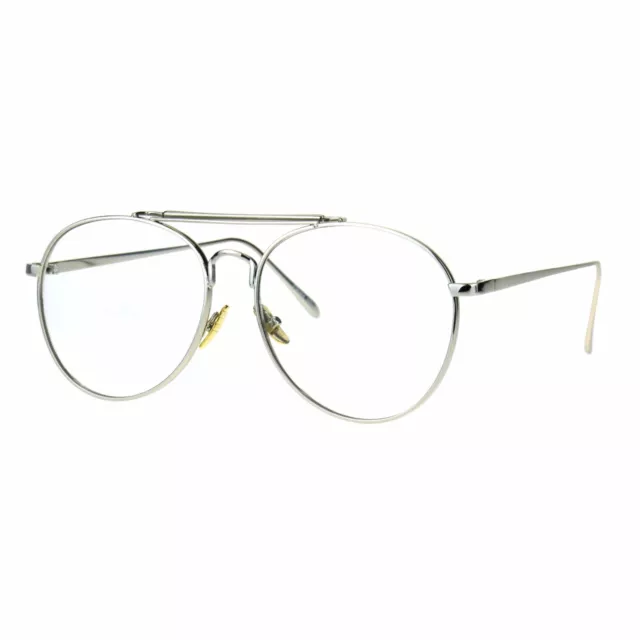Fashion Clear Lens Glasses Round Aviator Eyeglasses Metal Frame UV400