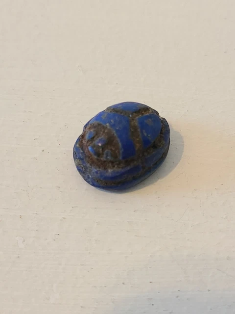 RARE Ancient Egyptian Lapis Lazuli Stone Carved SCARAB Bead Seal (500 BCE)
