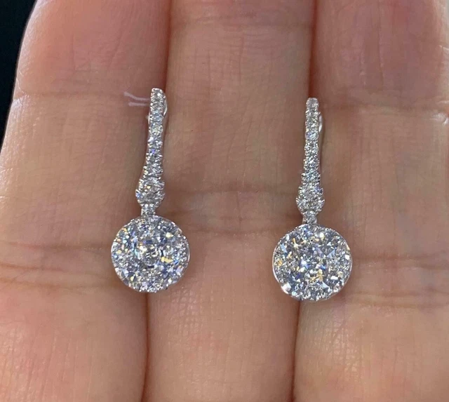 1.20Ct Natural Moissanite Drop & Dangle Earrings 14K White Gold Plated Silver