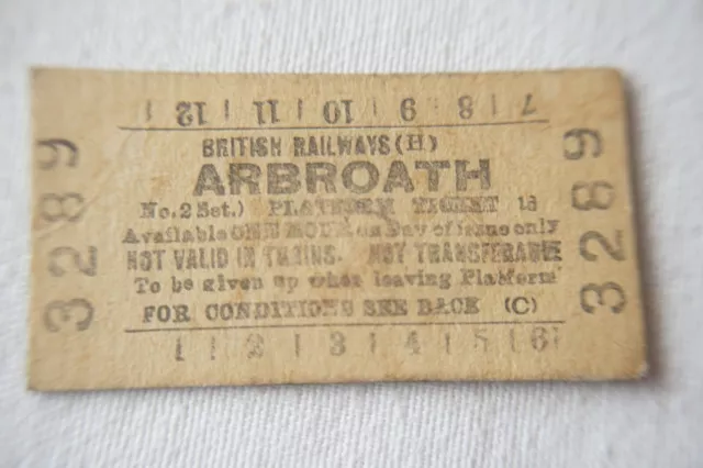 Arbroath British Rail Platform Railway Train Ticket