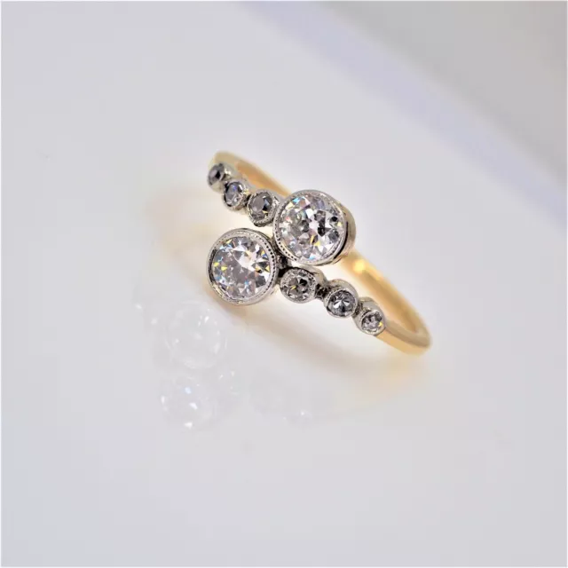 ART DECO DIAMANTRING IN 585/-GOLD insg. 0,48ct DIAMANTEN H/VSI WERTGUTACHTEN